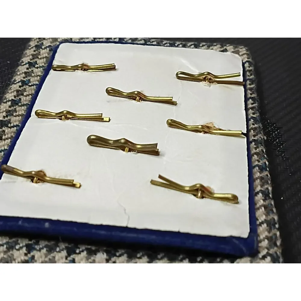 Vintage US Navy Uniform Button Set 4 Large 4 Small Cotter Pins Case Gilt Eagle